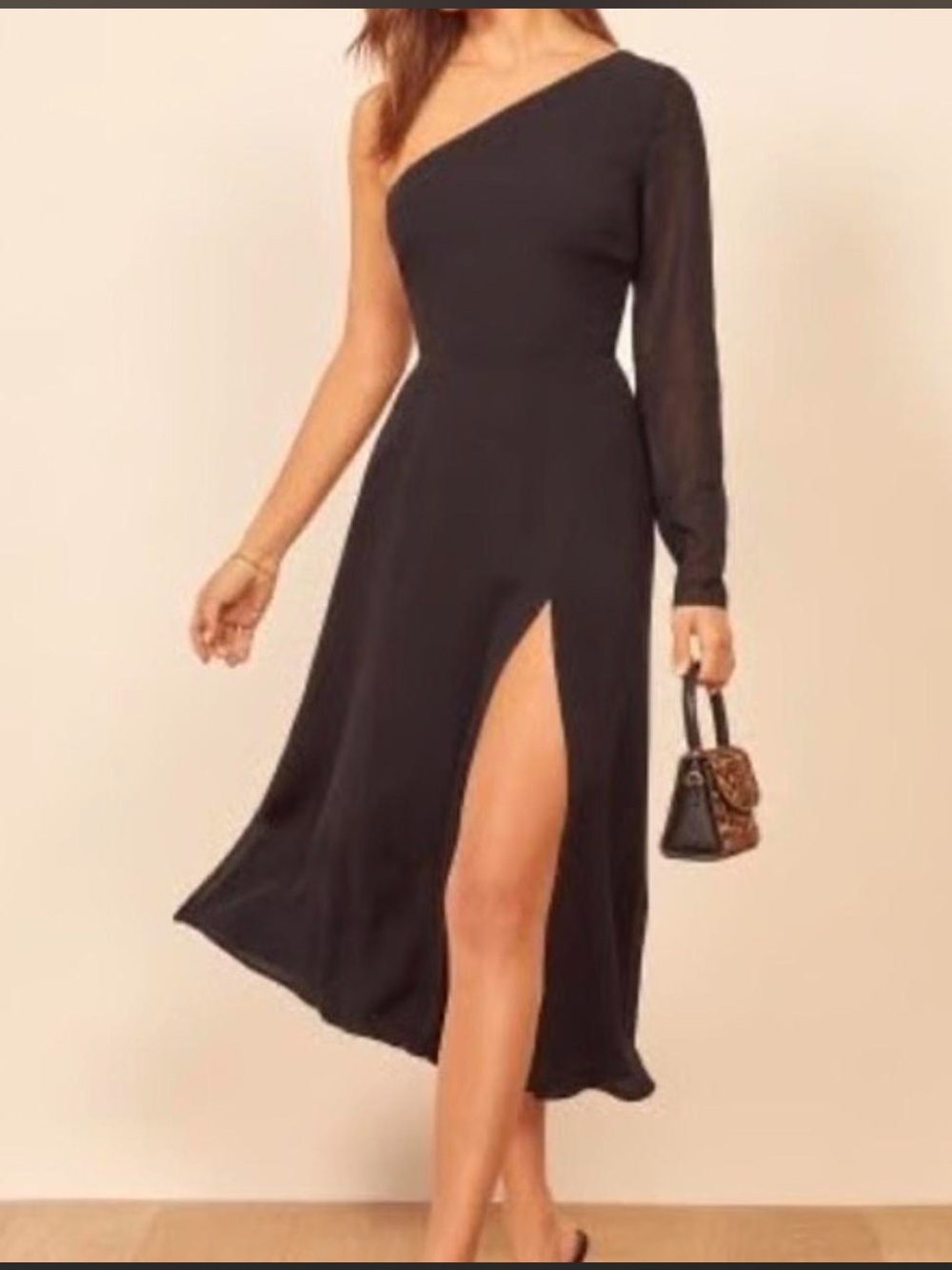 NWT Reformation Midi Chance Dress One Shoulder with Slit